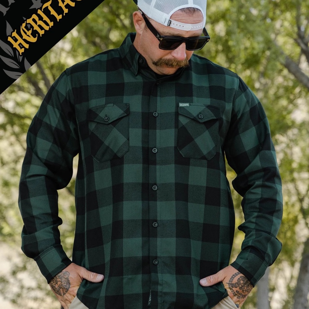 DIXXON Green Black Plaid Button-Down Work Shirt